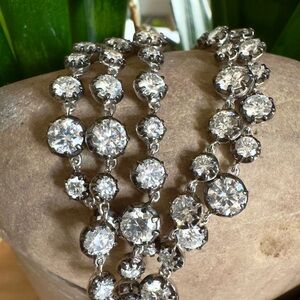 Fantastic Sterling Collet Moissy gem Riviera Necklace Georgian style